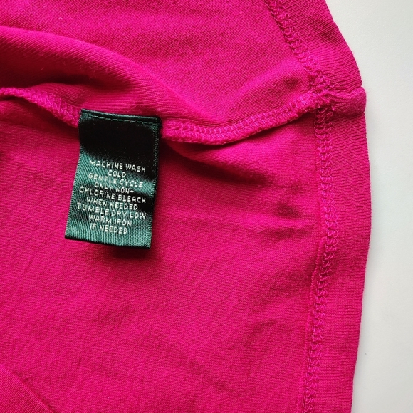 Lauren Ralph Lauren top blouse V-neck tie, cotton casual outfits Colorful Large. - Picture 9 of 11